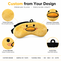 Masque de sommeil en peluche canard mignon personnalisé en gros, masque pour les yeux en peluche animaux en peluche personnalisés