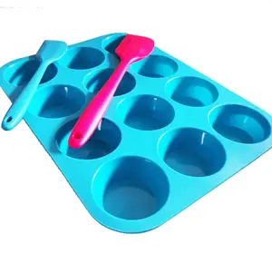 12-xícara de chá Anti-aderente Bakeware Silicone Forma Half Round