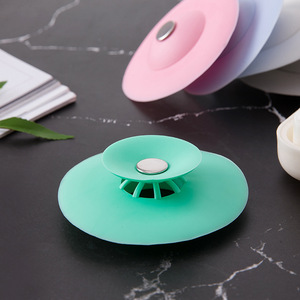 Silicone Floor Drain Cover Push Button Seal Kitchen Bathroom Sink Anti <b>Clog</b> Filter Matte Surface Drop In Installation - Product Image 2