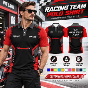 เสื้อโปโลทีมแข่งรถ เสื้อโปโลกีฬาผู้ชายแบบสั่งทำพิเศษ สกรีนโลโก้ทีม ชุดยูนิฟอร์มคุณภาพสูง เสื้อผ้ากีฬาประสิทธิภาพสูง - Product Image 1