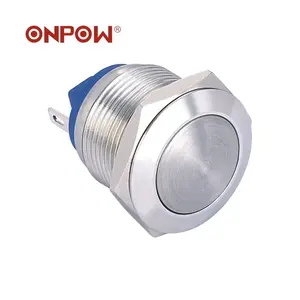 ONPOW GQ19 19mm waterproof domed head momentary stainless steel push button switch (CE, ROHS)