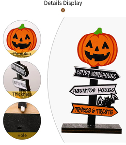 Bán Buôn Halloween Đảng Thủ Công Bằng Gỗ Bí Ngô Ngoài Trời Cửa Sổ Trong Nhà Máy Tính Để Bàn Trang Trí Đồ Trang Trí Kỳ Nghỉ Không Khí Đạo Cụ - Product Image 3