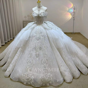 Floor-Length Bohemian Ball Gown <b>Wedding</b> Dress Beaded Bodice 3D Floral Appliques Customized Chapel Train Bridal LSJJ84 for - Product Image 6