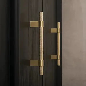 Brass Embossed Wardrobe Door Handle Black Gold Long Handle Cabinet Long Handle High-quality Brass Handle Products