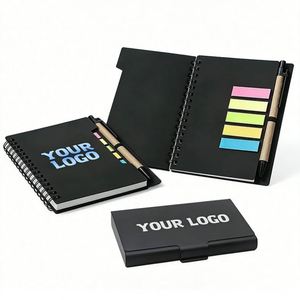 Promo Business Gift Custom Logo Coil Stationery Kraft Paper Notepad With <b>Sticky</b> <b>Notes</b> and Pen Notebooks Wholesale - Product Image 1