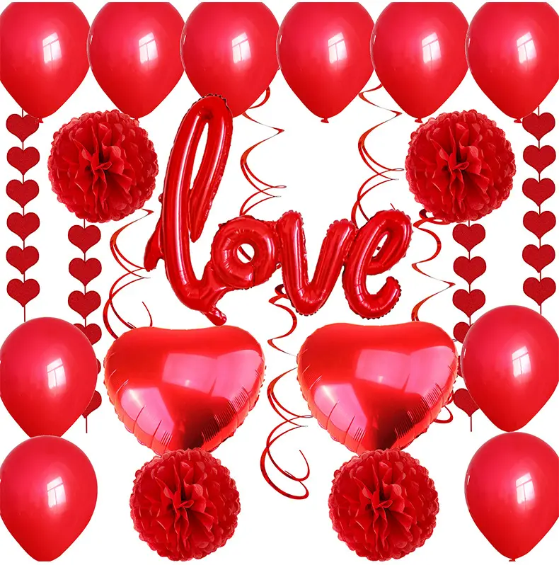 <span class=keywords><strong>प्यार</strong></span> पन्नी mylar गुब्बारे पार्टी की आपूर्ति सेट वैलेंटाइन्स दिवस शादी की सजावट गुब्बारे