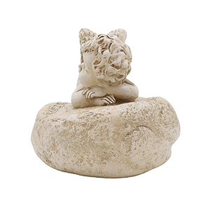 Statua da Giardino in Resina di Angelo Dormiente su Roccia, Decorazione Vintage Bianca per Patio, Prato e Tombe - Product Image 3