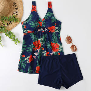 New kích thước lớn của phụ nữ riêng biệt áo tắm nổ cao-Eo áo tắm nhiều màu in đồ bơi bảo thủ - Product Image 2