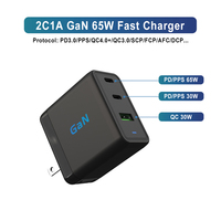 3 Usb Type-c PD Haute Vitesse USB-C Rapide 65W GAN Chargeur Chargeur de Voyage Chargeurs Multifonctions pour Téléphone Mobile Ordinateur Portable Tablettes