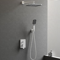 12 pouces plafond dissimulé mural Washrrom noir laiton ensemble pluie douche bain douche robinet ensemble carré