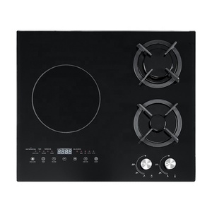 Table de cuisson à gaz pour cuisine commerciale et domestique, hybride <span class=keywords><strong>encastrable</strong></span> et sur table, cuisinière à gaz 3 brûleurs et plaques de cuisson à induction électrique - Product Image 2