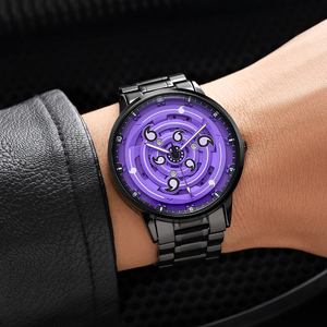 Drop Shipping Creative Sharingan Rotating Quartz Sports <b>Watch</b> Seiko Movement 22mm Band Alloy <b>Case</b> Black Unisex Gift - Product Image 3