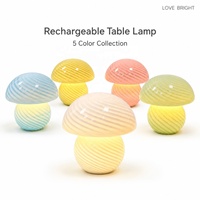 Lampe de table en verre rechargeable en forme de champignon, USB-C, 3 températures de couleur, à intensité variable par toucher, sans fil, pour la décoration de la maison, cadeau