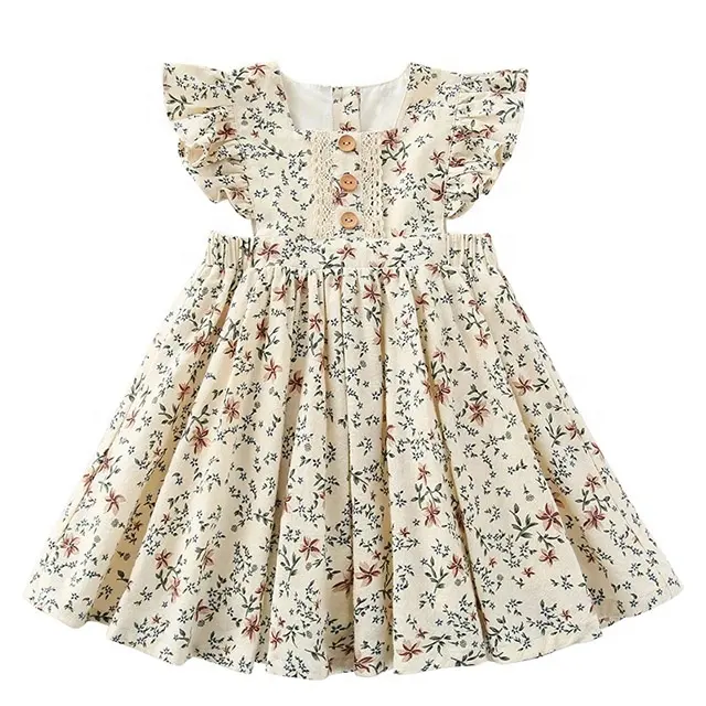 Sommer schickes Prinzessenkleid für Mädchen Kinder niedliche Blume floral plissiert ärmellos Party Spitzen-Babystrampler