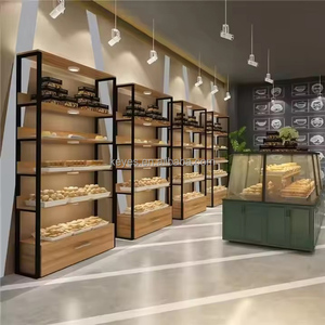 Espositore per pane in <span class=keywords><strong>legno</strong></span> e metallo in stile moderno mensola da forno per biscotti e pane espositore piano pane scaffali espositivi per pane - Product Image 5