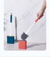 Envío Directo, cepillo de baño de plástico y soporte, limpiador profundo, juego de limpieza de silicona, cepillo de limpieza de inodoro de cereza, cepillo de inodoro