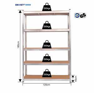Estantería de Acero Resistente de 90 cm de Ancho y 5 Niveles, Capacidad de Carga de 175 kg, Unidad de Estantería Galvanizada - Product Image 1