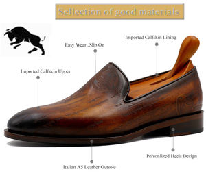 Chaussures de bureau classiques italiennes cousues Goodyear, chaussures mocassins penny sur mesure pour hommes, chaussures en cuir véritable de haute qualité pour homme - Product Image 2