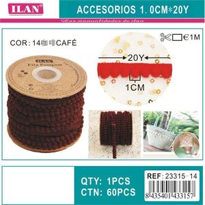 Passamaneria Ilan Pom Pom 1 cm 20 iarde colore caffè per decorazioni artigianali - Product Image 3
