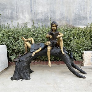 Escultura de Arte en Cobre para Jardín Exterior, Estatua Religiosa de Niño y Niña, Fundición Elegante para Decoración de Paisajes - Product Image 2