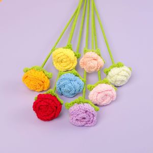 Bouquet de roses à bulles multicolore en crochet pour la remise des diplômes, ornement de fleurs artificielles en <span class=keywords><strong>laine</strong></span> pour la Saint-Valentin - Product Image 1