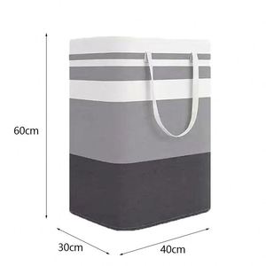 High Capacity Foldable Striped <b>Fabric</b> Laundry Basket <b>for</b> Home Wardrobe Bathroom or Travel Large Capacity Clothing <b>Storage</b> - Product Image 5