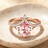 ZhuQian – Lot de 2 bagues roses en zircon cubique en forme de goutte d'eau pour femme, bijoux de mode brillants pour soirée dansante