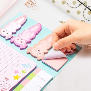 Juego de notas adhesivas en forma de axolotl, 550 hojas, marcadores de página autoadhesivos, pestañas divisorias, pez caminante mexicano, tema de animales para notas traseras - Product Image 1
