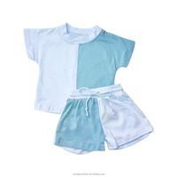 Vente en gros Ensemble de vêtements pour enfants Coton doux Color Block Patchwork Enfants Garçons Filles Top et Shorts Ensembles de base Vêtements décontractés pour l'été