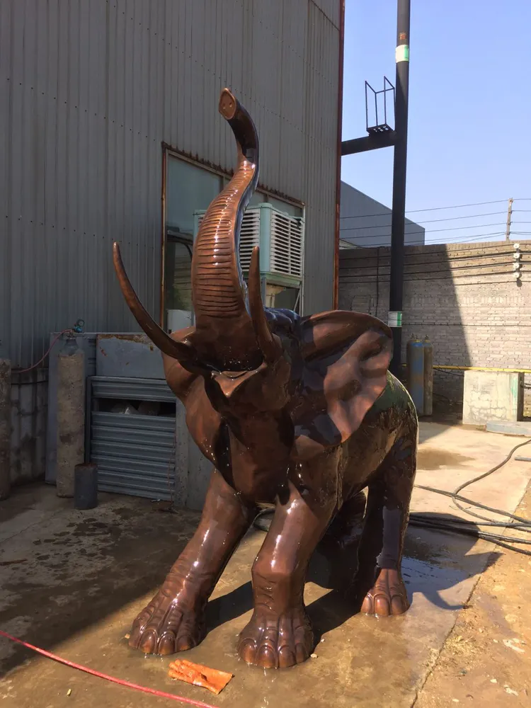 Estátua de ferro fundido antigo de decoração ao ar livre, elefante gigante