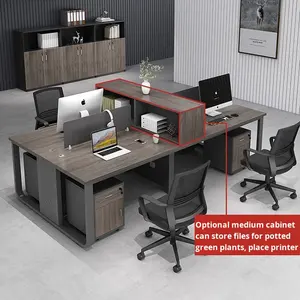 <span class=keywords><strong>Escritorio</strong></span> de Oficina Moderno y Sencillo con Estructura de Acero <span class=keywords><strong>para</strong></span> 4 <span class=keywords><strong>Personas</strong></span>, Combinación de Asientos <span class=keywords><strong>para</strong></span> 1 Persona, Combinación Libre, Uso Comercial, Edificio de Oficinas - Product Image 3