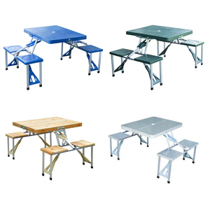 <span class=keywords><strong>Table</strong></span> en aluminium Chaises <span class=keywords><strong>Table</strong></span> de pique-nique pliante <span class=keywords><strong>Table</strong></span> de pique-nique <span class=keywords><strong>Valise</strong></span> de <span class=keywords><strong>camping</strong></span> en plein air avec 4 sièges et trou pour parapluie - Product Image 6