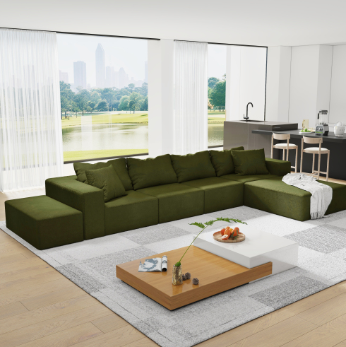 Verde + Chenilla + Espuma + 6 Asientos