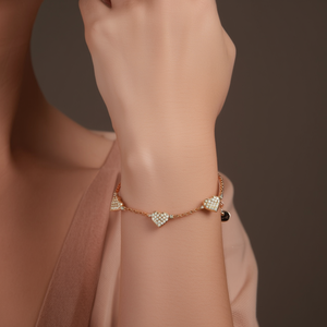 Pulsera de Corazón de Cristal Chapada en Oro, Acero Inoxidable 316L, Joyería Sostenible y Resistente para Mujer - Product Image 3