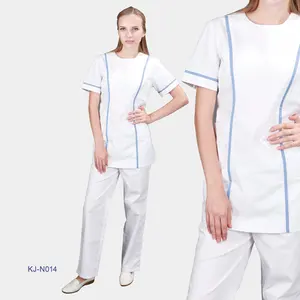 Mangas curtas moda enfermeira uniforme cor branca