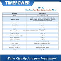Timepower TP340 Benchtop Acid Base Concentration Meter Built-in HCl/NaOH/H2SO4/NaCl/HNO3/Na2CO3 Curves 2% Accuracy 0.01%