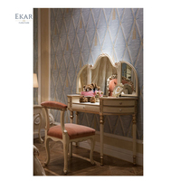 Tabouret de maquillage en velours, chaise de style classique, élégant et luxueux pour chambre à coucher, commode en bois sculpté