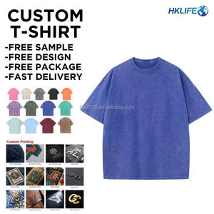 เสื้อยืดผู้ชายสไตล์วินเทจสตรีทแวร์ฮิปฮอปแบบย้อมสีเอซิดขายส่ง ผ้าฝ้าย 230 กรัม เสื้อยืดโอเวอร์ไซส์ พิมพ์ลายสกรีน - Product Image 2