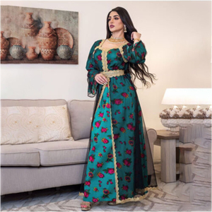 Bán Buôn Của Phụ Nữ Cộng Với Kích Thước Maxi Dress Dân tộc Hoa In Thêu Ren Lưới khiêm tốn Cho <span class=keywords><strong>Dubai</strong></span> Hồi Giáo Trung Đông Bán Buôn - Product Image 3