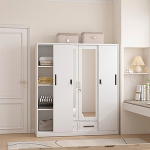 Armario de Dormitorio con Puertas Corredizas Impresas de 2/3 Puertas, con Espejo y Cajones, Diseños de Armarios, Armario de Ropa de Acero, Almirah Multifuncional - Product Image 6