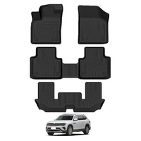 Tapis de voiture Volkswagen Atlas Teramont TPE Latex 3D Ensemble complet 4 pièces Respectueux de l'environnement Résistant à l'usure Antidérapant