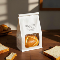 Sacs de boulangerie en papier kraft biodégradable imprimés sur mesure avec fenêtre transparente thermoscellable, emballage alimentaire résistant à la graisse