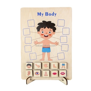 Trẻ em cảm giác đồ chơi Montessori giáo dục phần cơ thể câu đố laser cắt cơ thể của tôi bảng đồ chơi với các giác quan bộ phận - Product Image 1