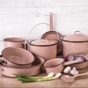 <span class=keywords><strong>Cinsa</strong></span> Bateria De Cocina Rubi 11 Piezas Ligero Rosa Petalo Ollas De <span class=keywords><strong>Peltre</strong></span> Esmalte Rosa Cubo 22cm Frypan Cacerola Cuchara - Product Image 3