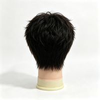 Tête de mannequin homme 6 pouces 100% cheveux humains, mannequin à cheveux courts pour la formation en coiffure, la pratique de la coupe, de la permanente et de la teinture en salon ou en école