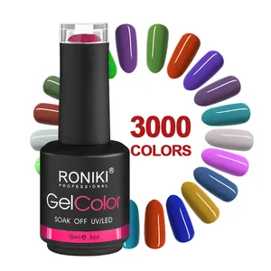 Roniki Professionele Nail Leverancier Fabrikant 15Ml Roze Naakt Glitter Nail Gel Polish Voor Nail Art Salon