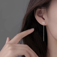 S999 Sterling Silber Feiner Schmuck Blumen-Durchzieher-Ohrringe Minimalistischer Nischen-Großhandel Bijoux Pendientes Ganku