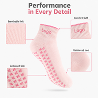 Chaussettes antidérapantes à revers festonné et nœud, semelle intégrale, en coton respirant et écologique, pour yoga et pilates, vente en gros OEM à bas prix