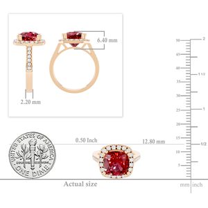 SGARIT Women's 14K Rose <b>Gold</b> Garnet <b>Cocktail</b> <b>Ring</b> Cushion Cut Pave Diamond Halo Luxury Engagement Style wedding Jewelry - Product Image 2