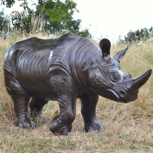 Estatua de Rinoceronte de Bronce a Tamaño Real Personalizada, Escultura de Animal Salvaje de Metal Fundido para Decoración de Zoológicos, Parques y Villas - Product Image 1